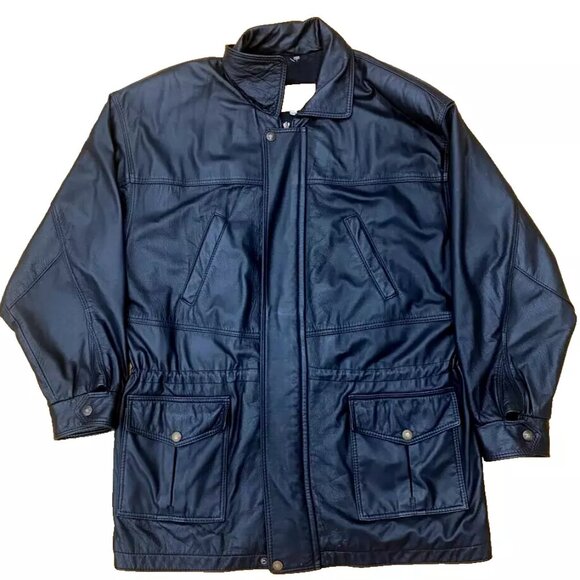 Celsius Black Leather Jacket Mens Medium 100% Leather - Picture 1 of 11